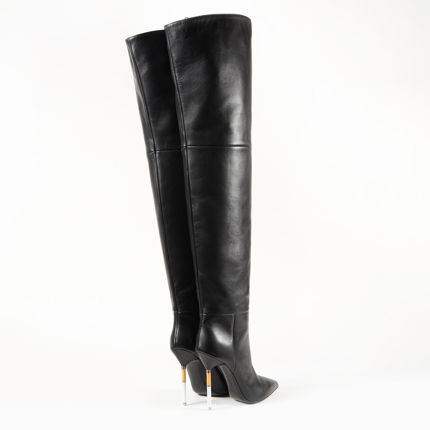 Black leather cuissard boots