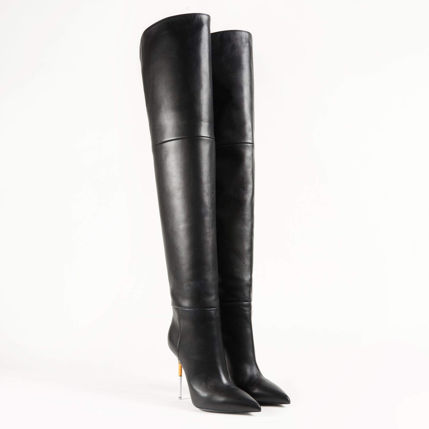 Black leather cuissard boots